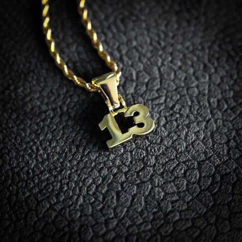 Custom Yellow Gold Block Numbers Necklace | Gold Presidents