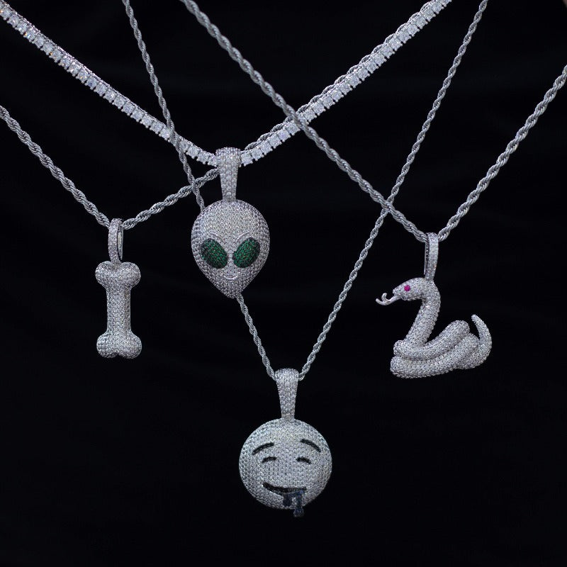 Gold Presidents Pendant Dog Bone Pendant in White Gold