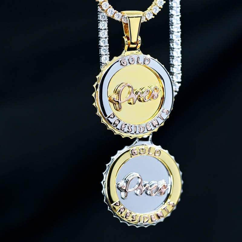 Gold Presidents Pendant Gold Presidents Tri-Color Gold Necklace Pendant