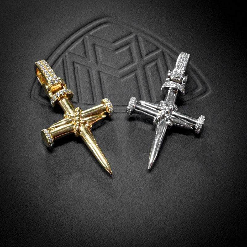 Gold Presidents Pendant Nail Cross in White Gold