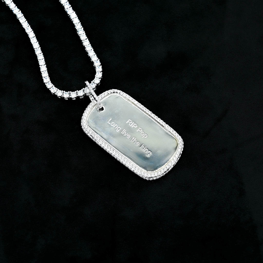 Men's Extra Large Engravable Photo Dog Tag Pendant in 10K White or