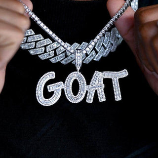 Custom Baguette Name Necklace - White Gold / 18" 4mm Rope Chain / 9-Letters