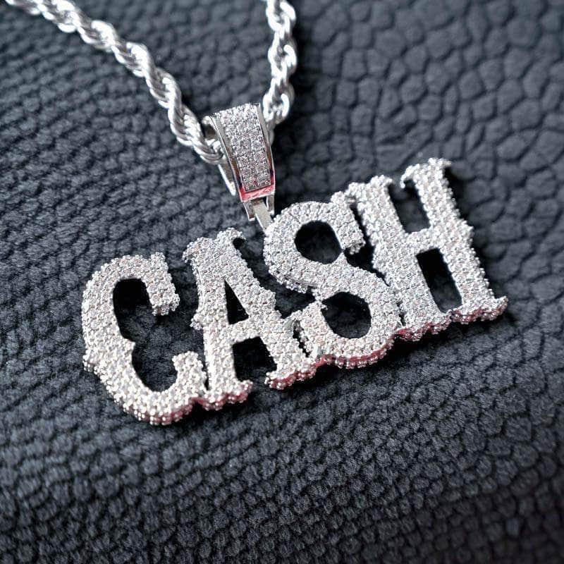 Gold Presidents Pendant White Gold / 18&quot; 4mm Rope Chain / 2-Letters Custom Western Font Name Necklace