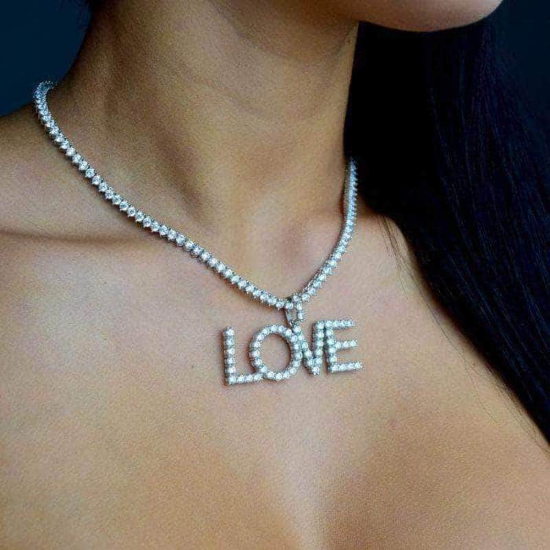 Gold Presidents Pendant White Gold / 2-Letters Custom Diamond Letter Name Necklace