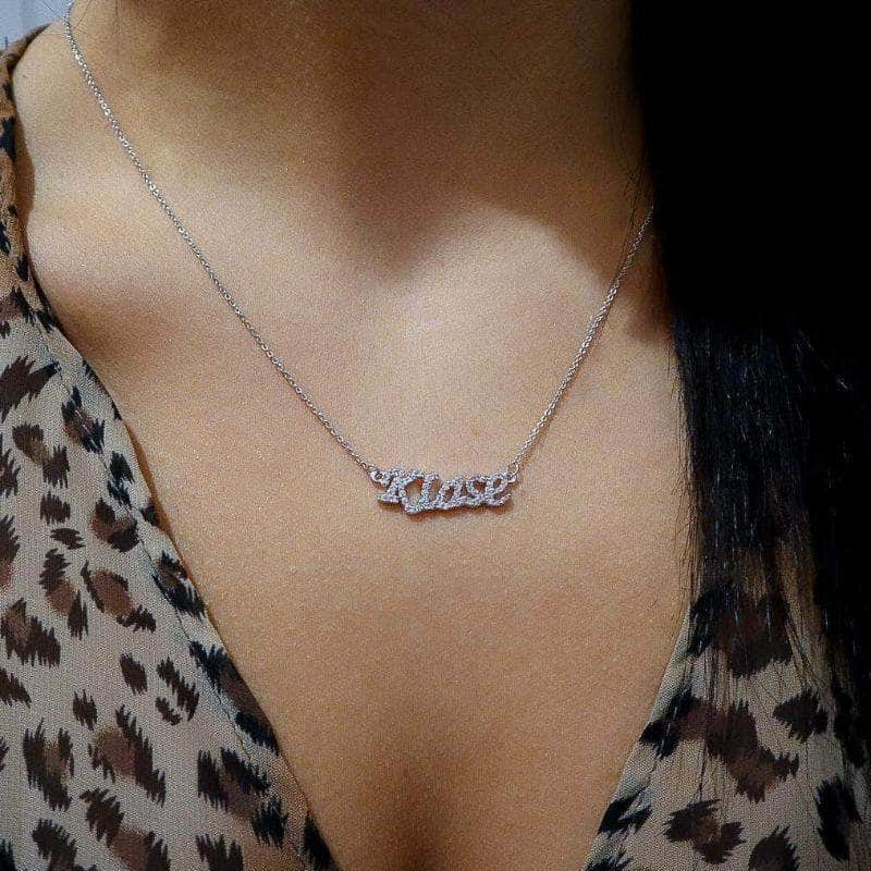 Customized V Letter Sterling Silver Women Necklace