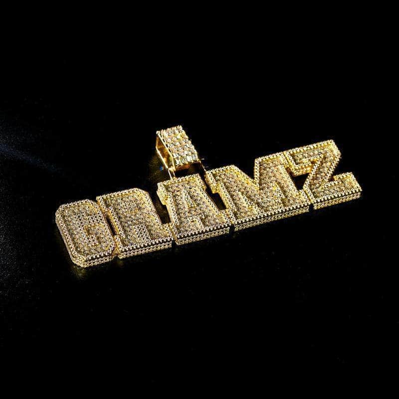 Gold Presidents Pendant Yellow Gold / 18&quot; 4mm Rope Chain / 2-Letters Custom Varsity Name Necklace