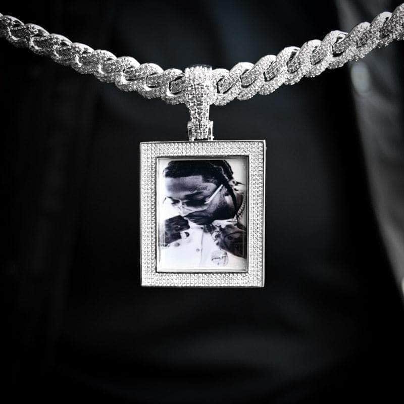 Gold Presidents Picture Necklace White Gold / 18" Rope Chain Custom Photo Pendant Necklace