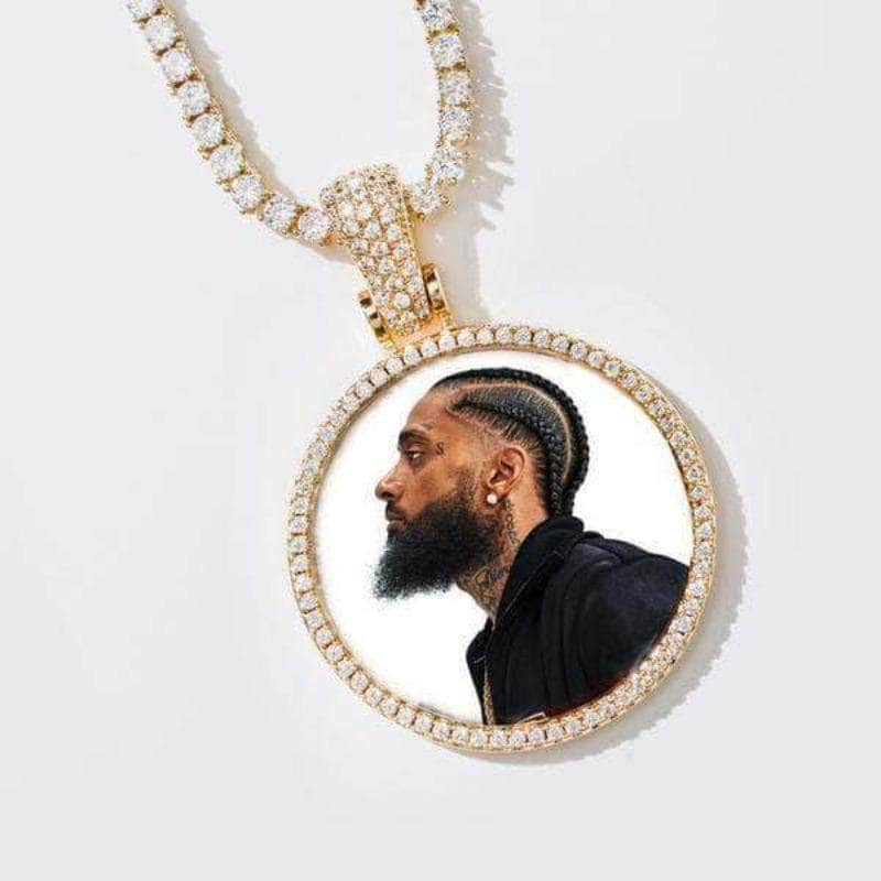 Gold Presidents Picture Necklace Yellow Gold / 18" Tennis Chain - 3mm Custom Gold Picture Pendant Necklace