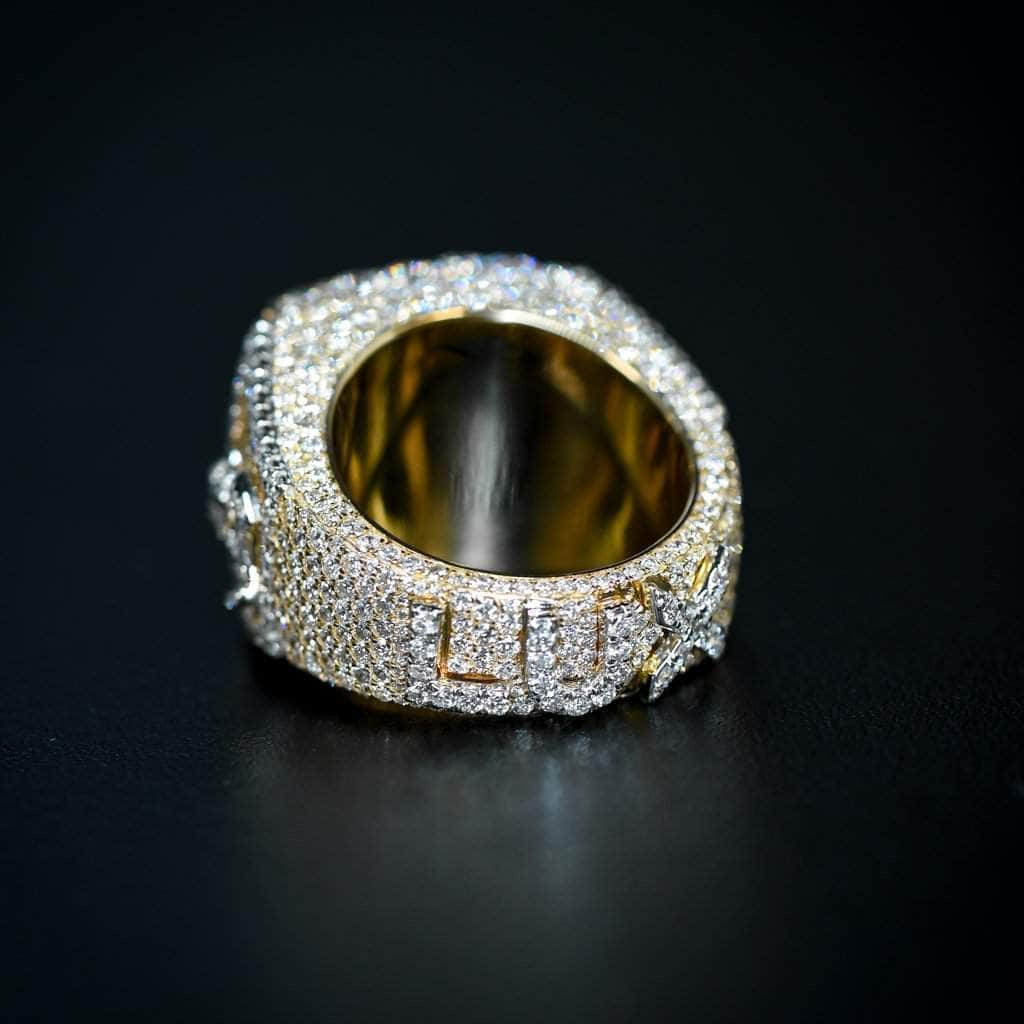 Gold Custom Design with Letter Stone Embroidered Engagement Ring For Men
