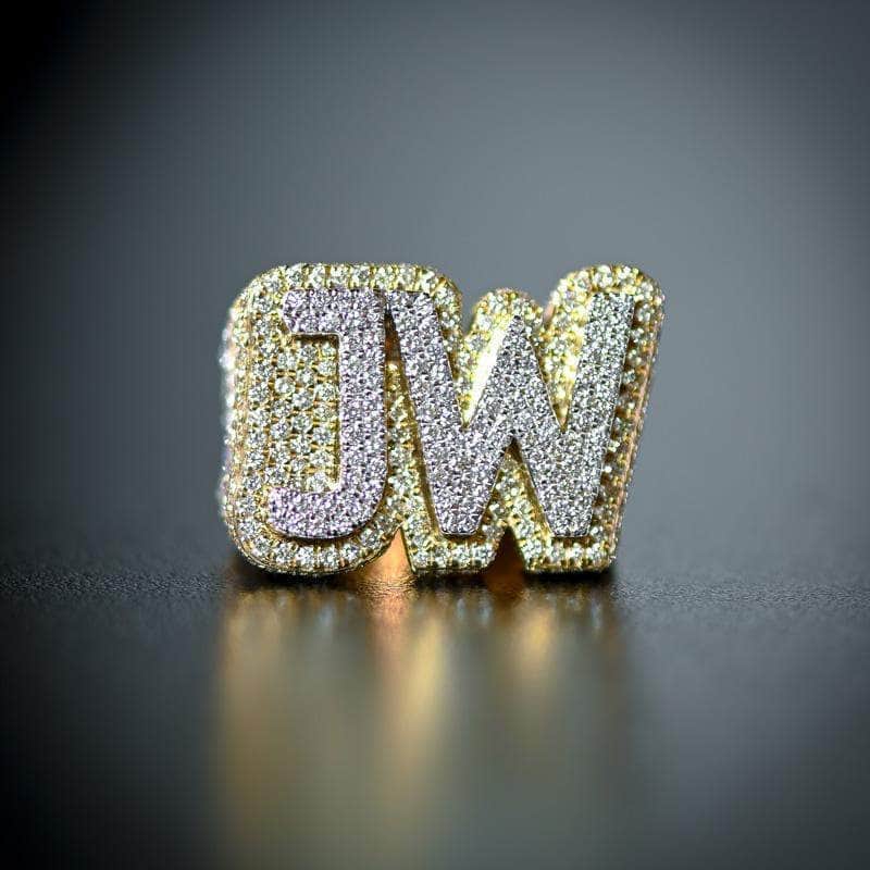 Gold Presidents Real Diamond Ring White Gold / 6 / $4000 - $7500 Custom Diamond Initial Ring - VVS, VS, SI - (Consultation Deposit)
