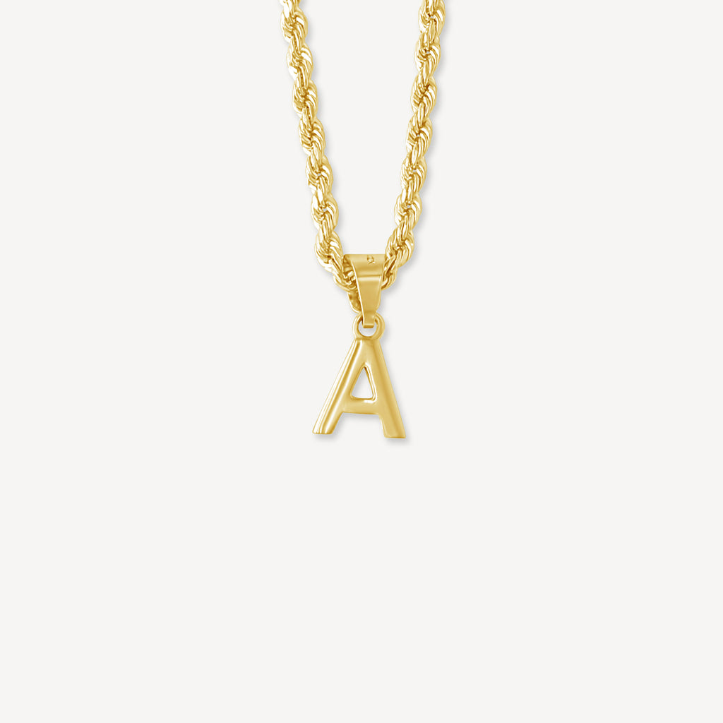 Custom Initial Necklace Block Initial Charm Necklace Gold 