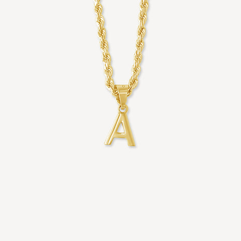 10K Solid Gold Block Initial Necklace