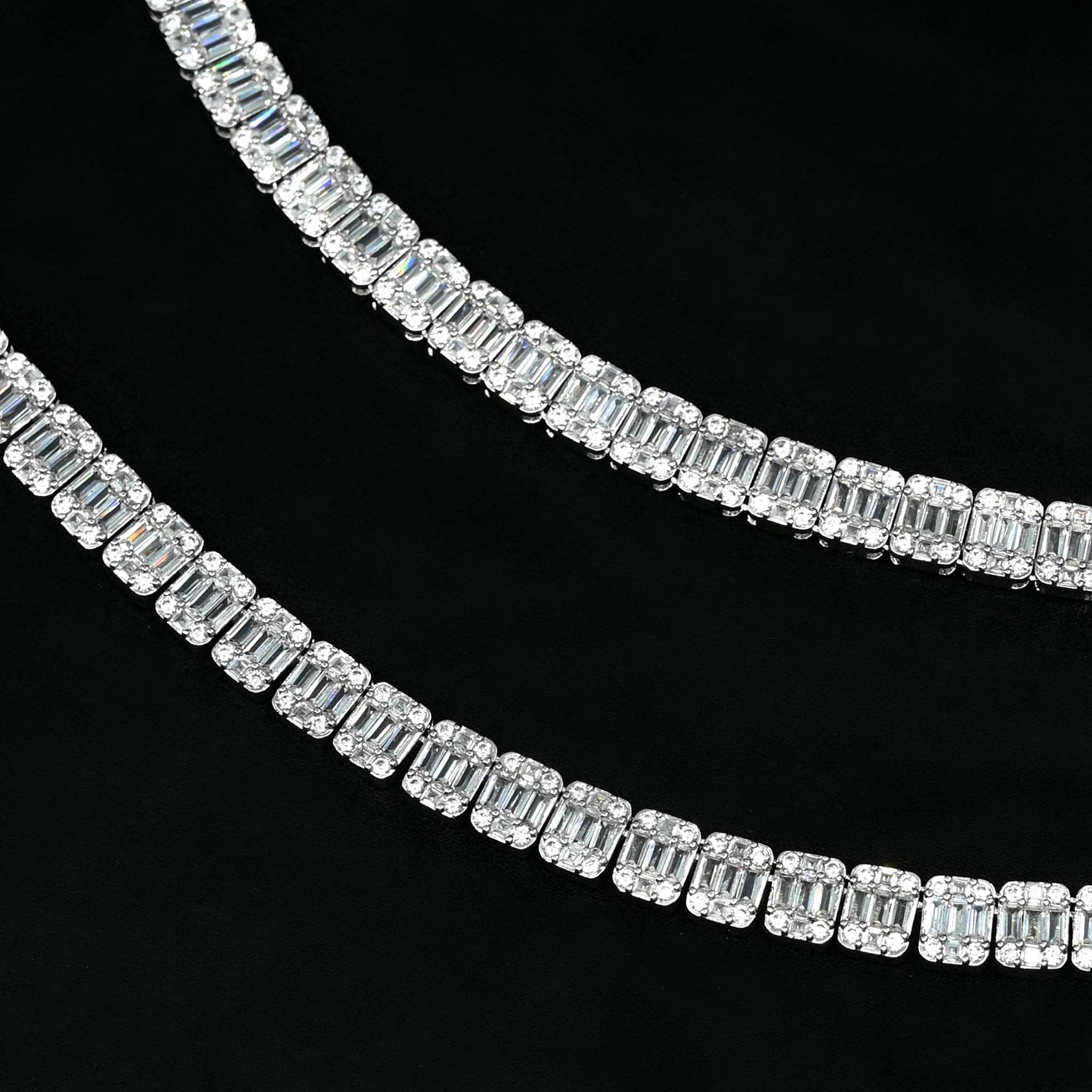 Baguette Oval Link Tennis Necklace - Gold Presidents