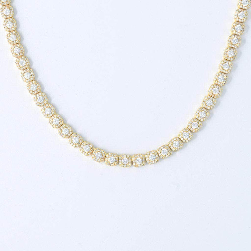 Gold Presidents Tennis Chain Clustered Tennis Necklace 8mm