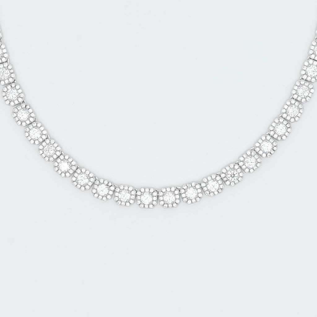 Women's 10mm Clustered Tennis Necklace - White Gold – Huerta Jewelry