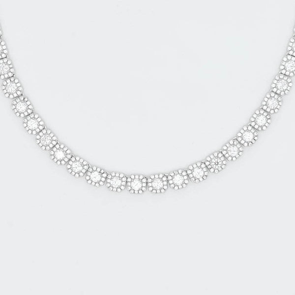 8mm Marquise Cut Cluster Tennis Necklace 14K - gldplace