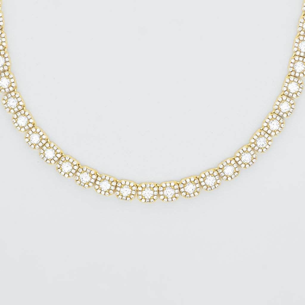Gold Presidents Tennis Chain Clustered Tennis Necklace in Yellow Gold