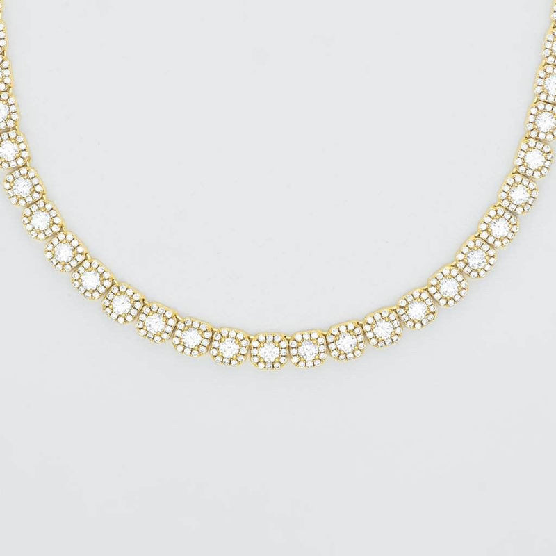 Gold Presidents Tennis Chain Clustered Tennis Necklace in Yellow Gold