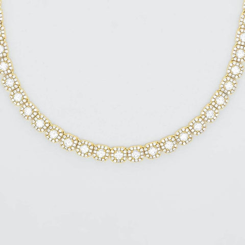 Clustered Tennis Necklace in Yellow Gold