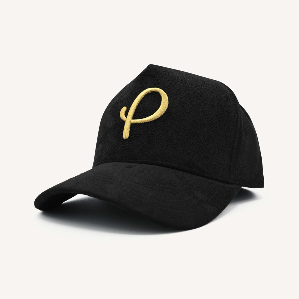 Gold Presidents Trucker Hat Classic Suede P Logo Hat Black