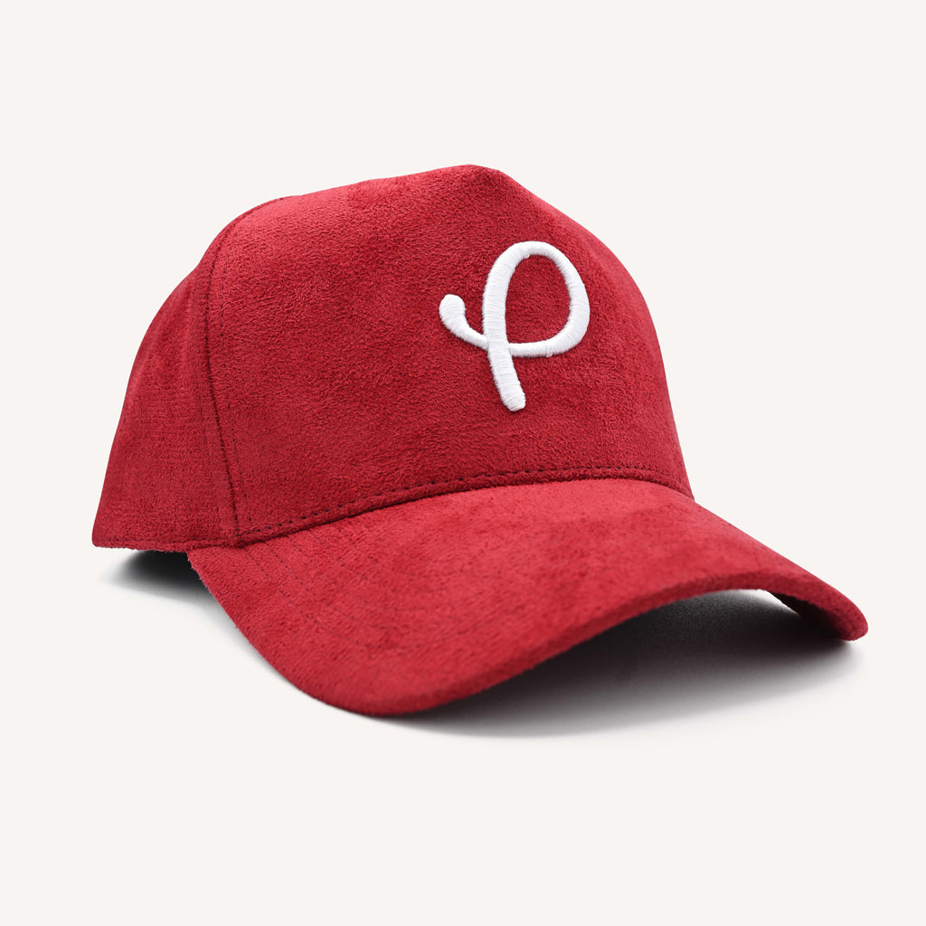 Gold Presidents Trucker Hat Classic Suede P Logo Hat Red
