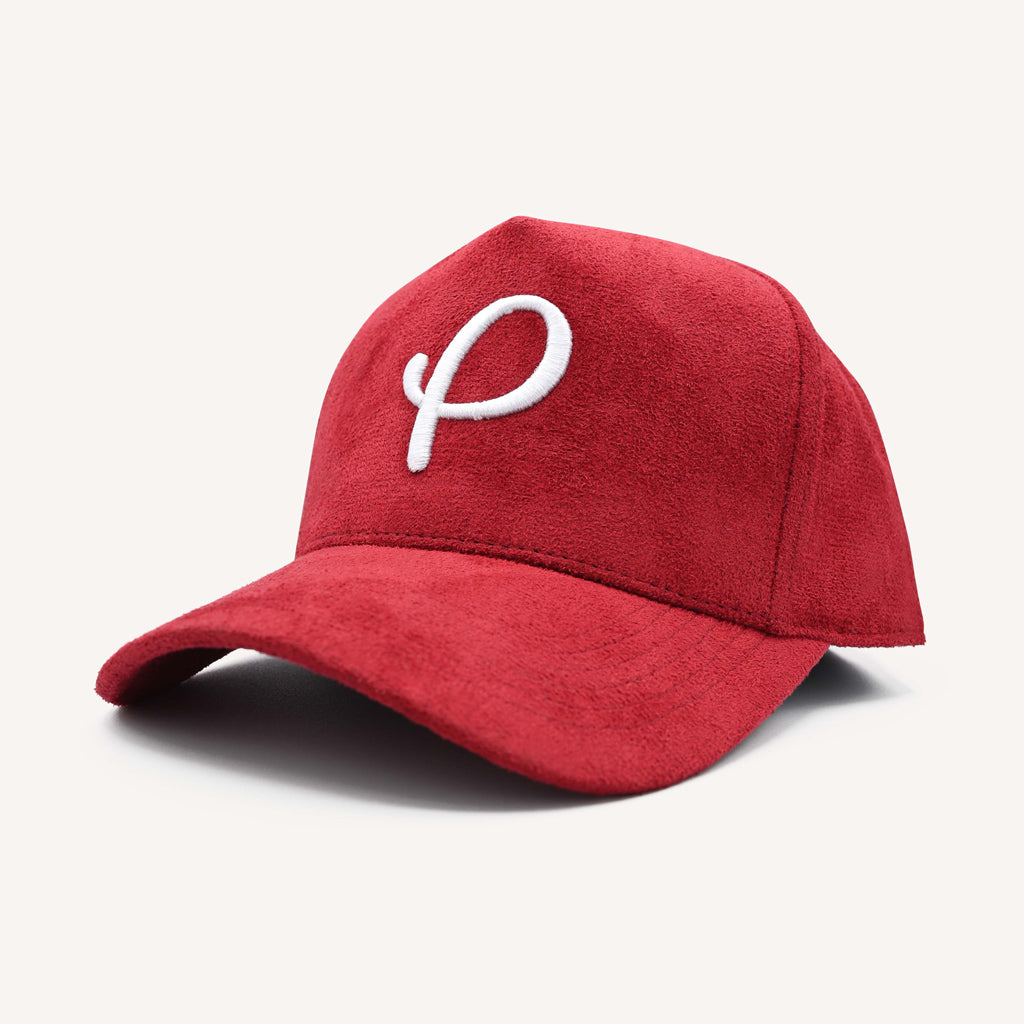 Gold Presidents Trucker Hat Classic Suede P Logo Hat Red