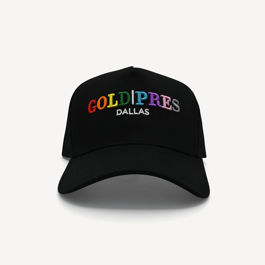 Gold Presidents Trucker Hat Gold Pres Dallas Classic Snapback Black &amp; Rainbow