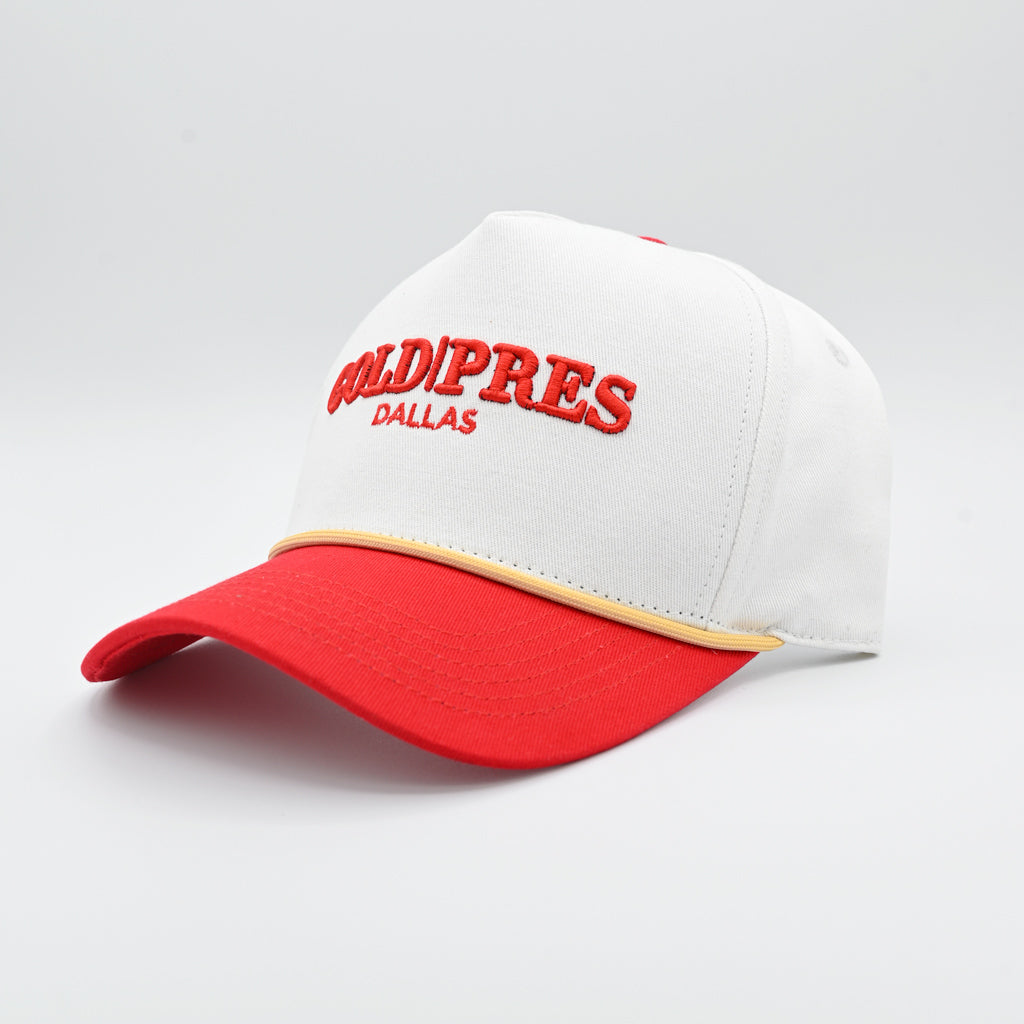 Gold Presidents Trucker Hat Gold Pres Dallas Classic Snapback White/Red