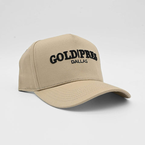 Sombrero dorado con logo Pres