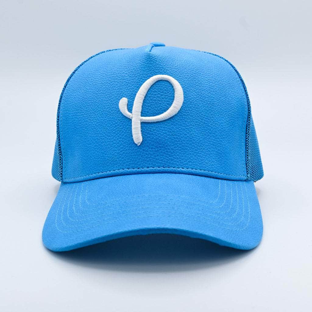 Gold Presidents Trucker Hat P Logo Leather Trucker Hat Cool Blue