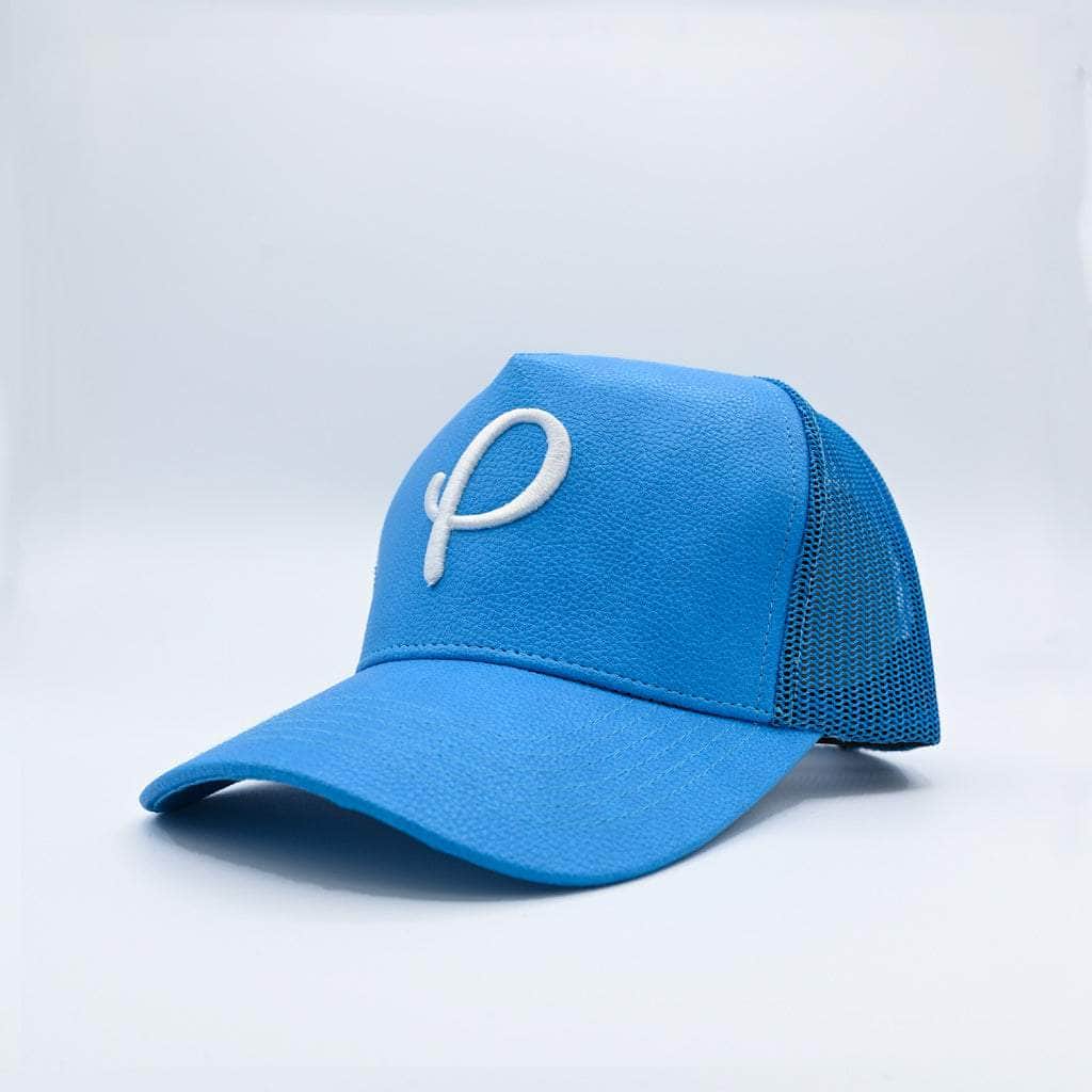 Gold Presidents Trucker Hat P Logo Leather Trucker Hat Cool Blue