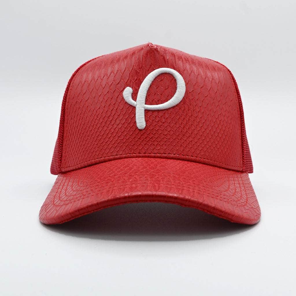 Gold Presidents Trucker Hat P Logo Leather Trucker Hat Snake