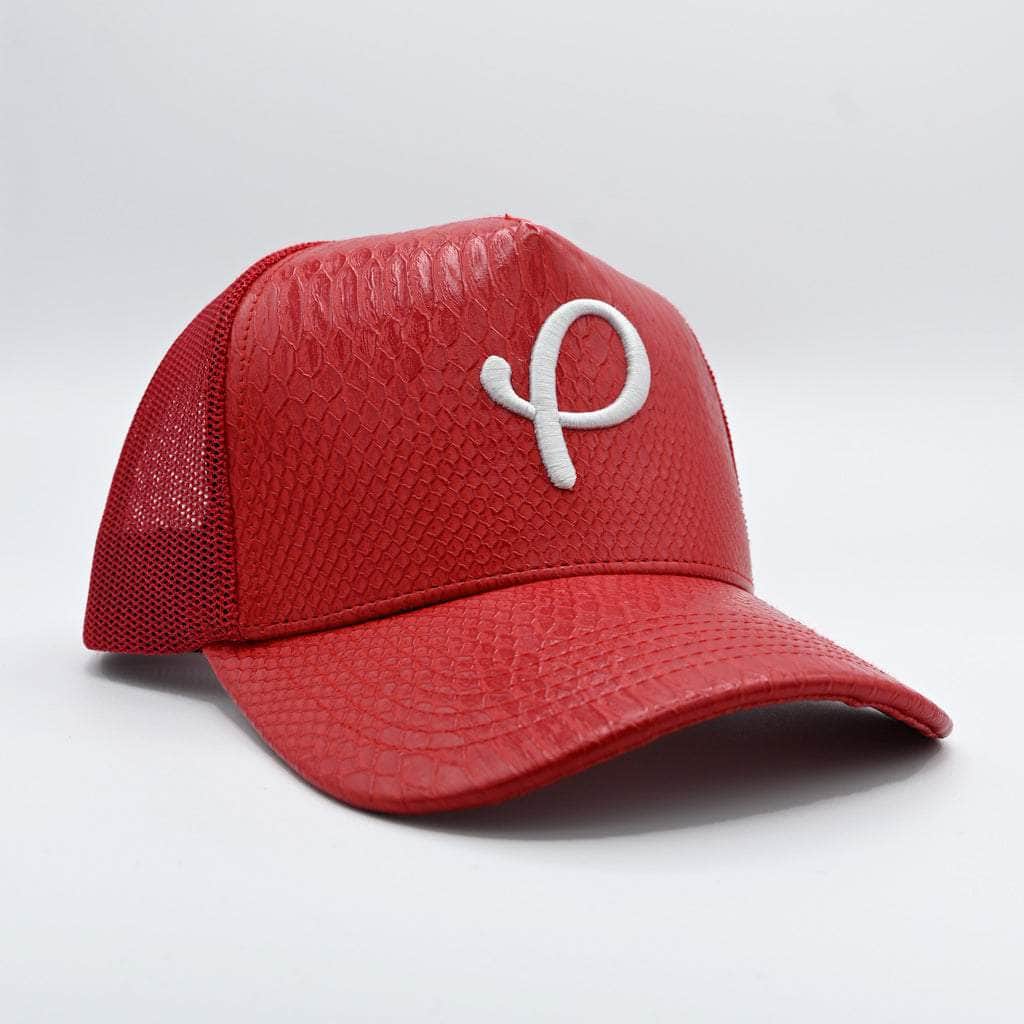 P Logo Leather Trucker Hat - Snake - Gold Presidents