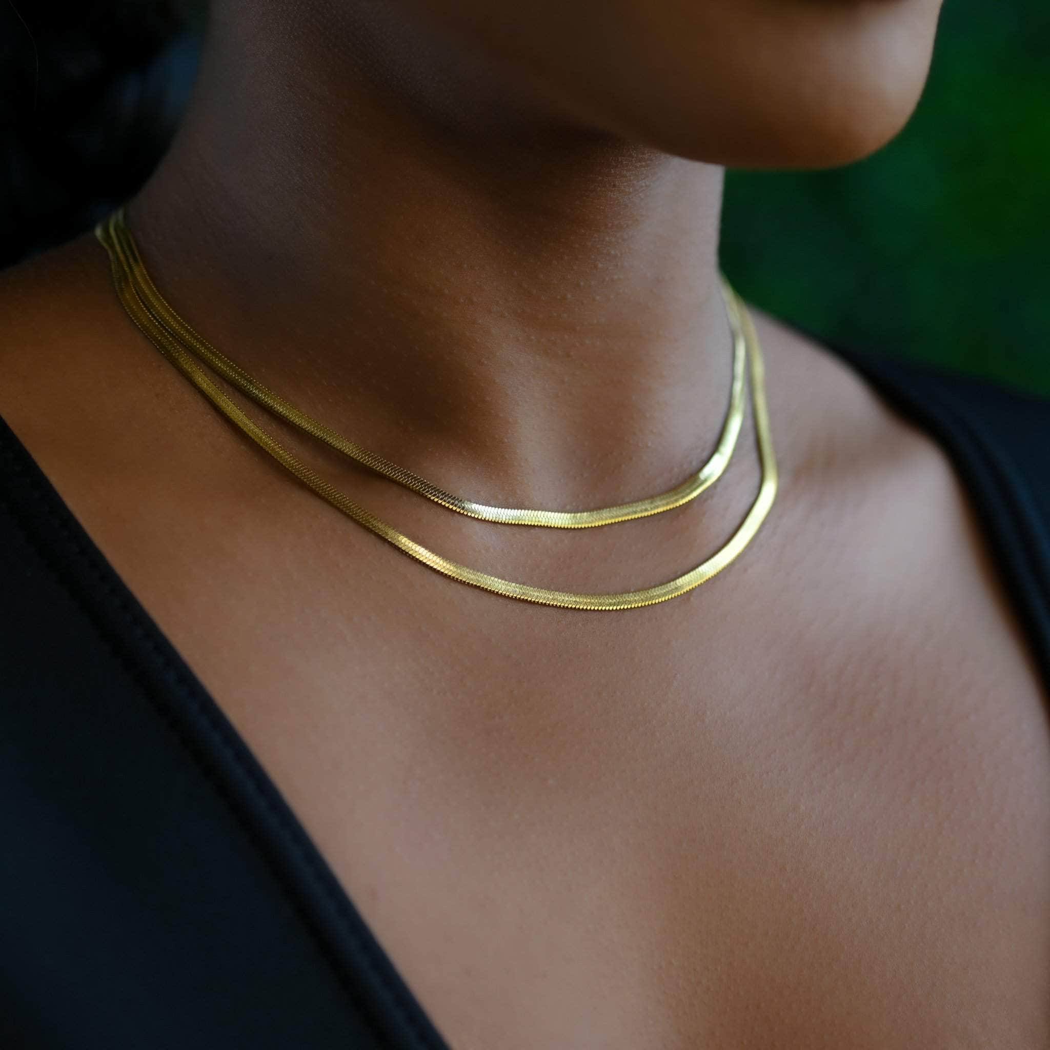 5mm Gold Herringbone Chain Necklace | Classy Women Collection