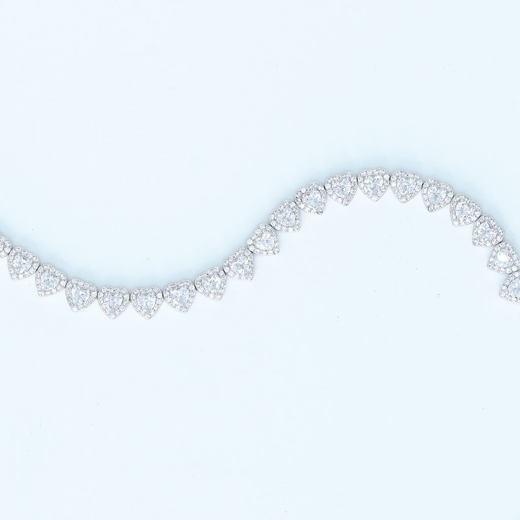 Gold Presidents Women's Tennis Bracelet Clustered Heart Tennis Bracelet 7mm