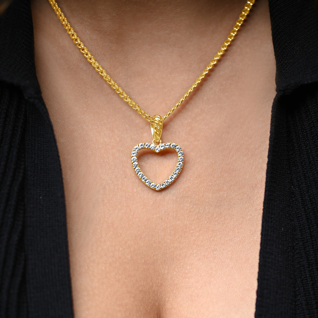 Gold Presidents Womens Jewelry White Gold / 18" Rope Chain - 2mm Gold Heart Necklace