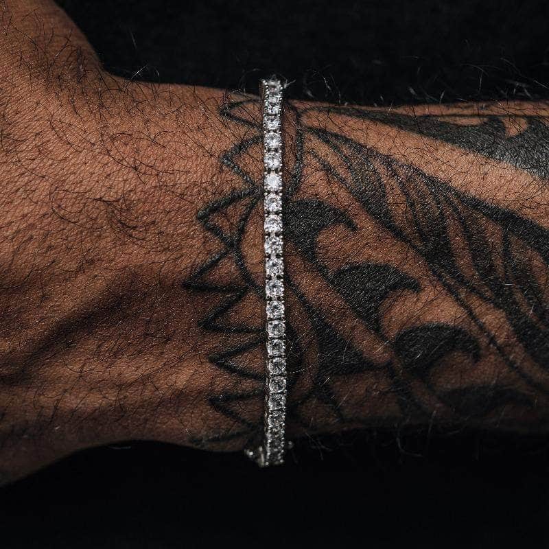 Pres Bracelet 3mm Round Cut Tennis Bracelet in White Gold