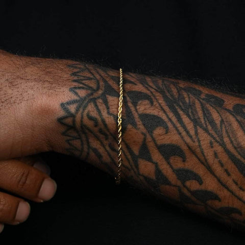 Bracelet chaîne corde dorée 2 mm