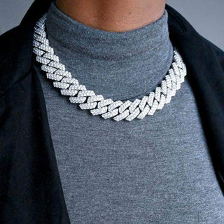 Diamond Prong Cuban Link Chain (19mm) in White Gold - White Gold / 18"