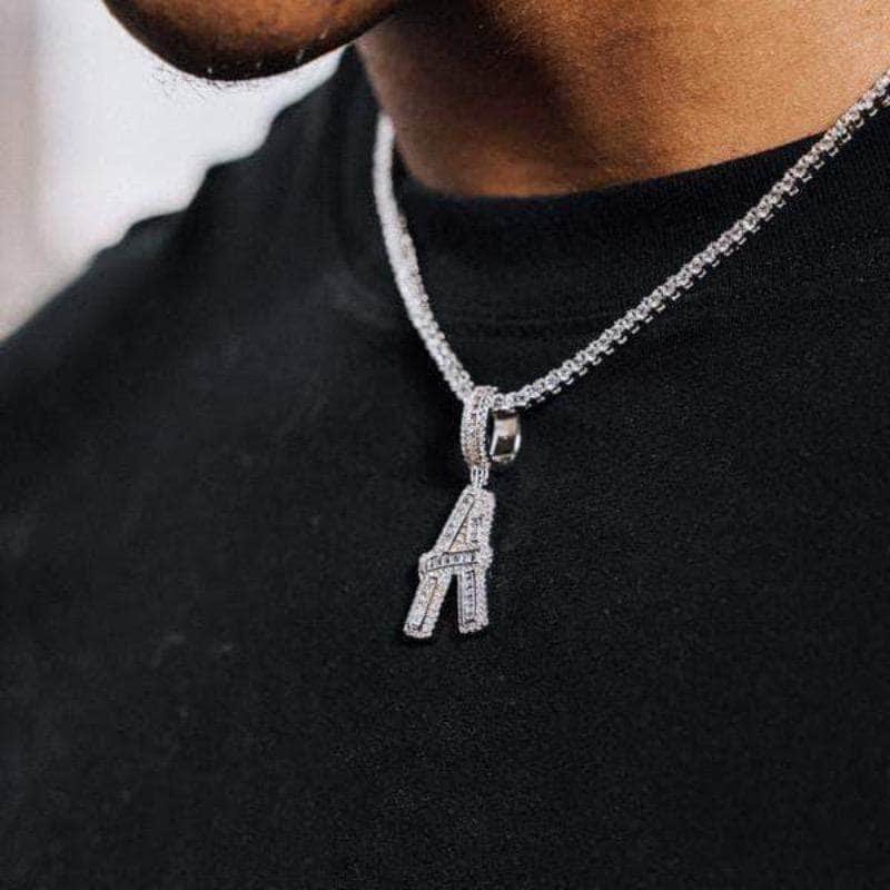Men's Silver Initial Necklace