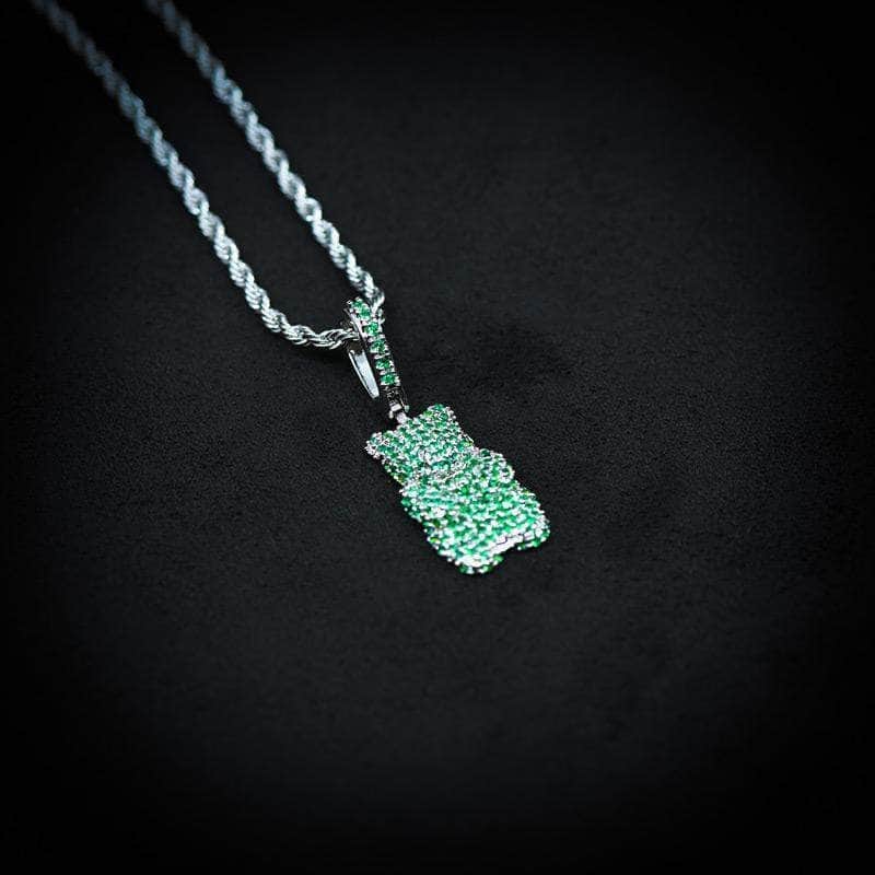 Pres Pendant White Gold / Green Gummy Bear Pendant