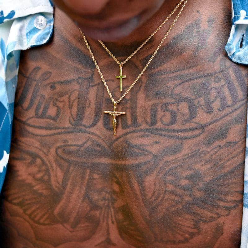 Pres Real Gold Chain 10K Small Gold Cross