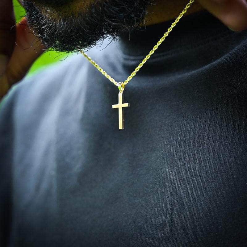 Pres Real Gold Chain 10K Small Gold Cross