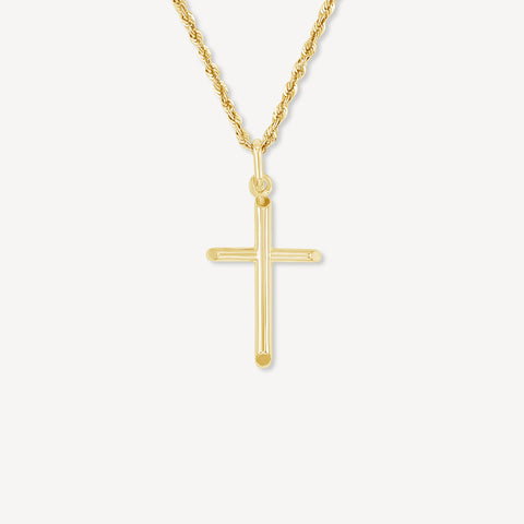 10K Gold Tube Cross Necklace