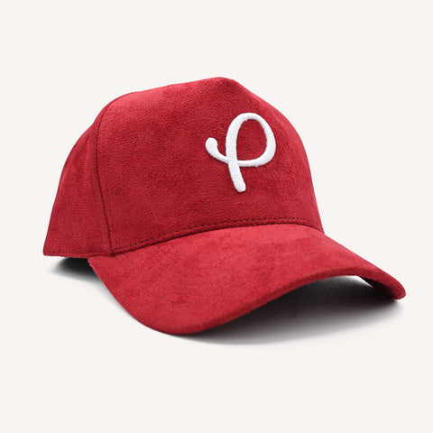 Chapeau Classique En Daim Avec Logo P Rouge