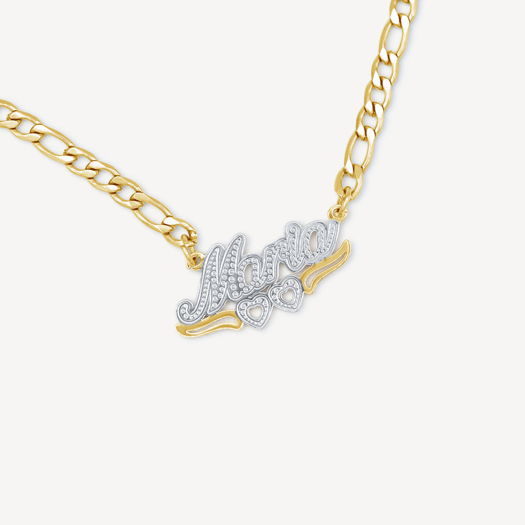 Womens Custom Gold Name Necklace with Hearts