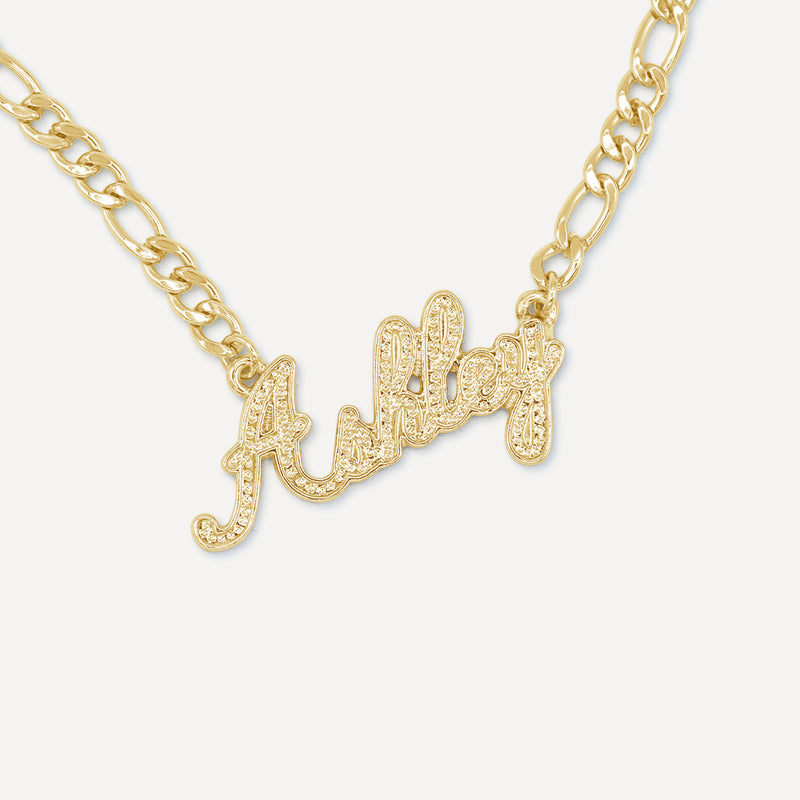 Womens Custom Script Diamond Cut Gold Name Necklace