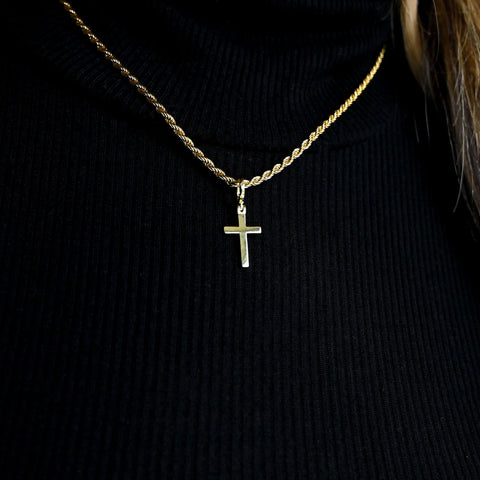 Collar de cruz de oro para mujer (mini)